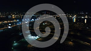 Night Aerial Flight Near Walt Whitman Bridge Philadelphia