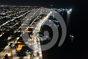 Night Aerial photo of the waterfront of the city of SantarÃÂ©m on the TapajÃÂ³s River, ParÃÂ¡, Brazil. photo