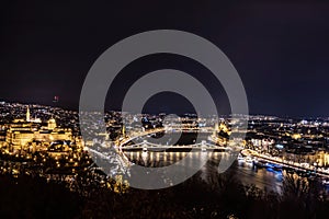 Night aerial view of Budapest - Capital of Hungary.