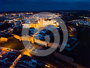 Night aerial view of castle of Estremoz