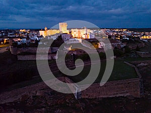 Night aerial view of castle of Estremoz