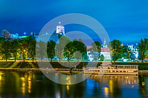 Night aerial view of the Gediminas castle...IMAGE