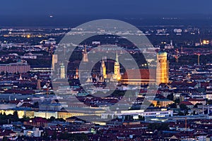 Night aerial view of Munich, Germany