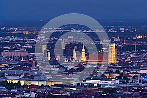 Night aerial view of Munich, Germany