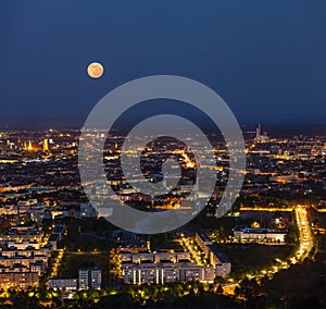 Night aerial view of Munich, Germany