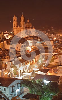 Night aerial view of Taxco, Guerrero, mexico. III