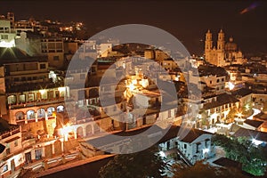 Night aerial view of Taxco, Guerrero, mexico. IV