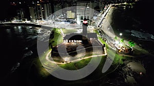 Night aerial view of tourism postal card at downtown Salvador Bahia Brazil.