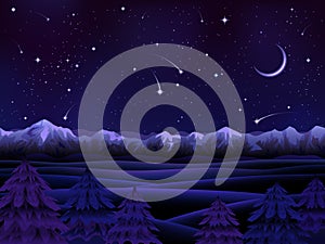 Night alpine scenery