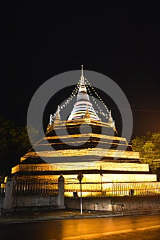 Night ancient thai pagoda
