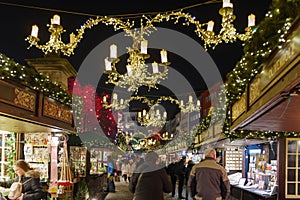 Night atmosphere of Weihnachtsmarkt, Christmas Market in KÃÂ¶ln, Germany.