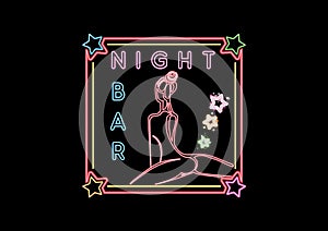 Night Bar Neon Glowing Sign