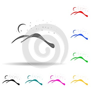 night beach multi color style icon. Simple glyph, flat vector of summer pleasure icons for ui and ux, website or mobile