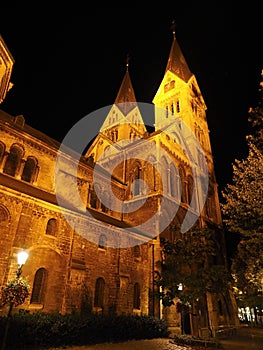 Night beautifull Cathedral Roermond is old an historically important town, on the lower Roer at the east bank of the Meuse river.