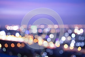 Night bokeh light in big city, abstract blur defocused background