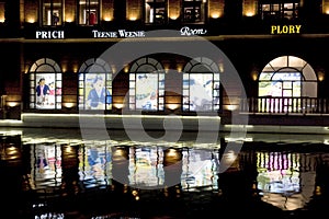 Night building near river