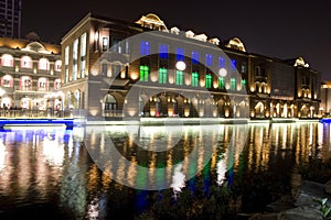 Night building near river