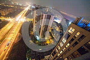 Night buildings in Suzhou city