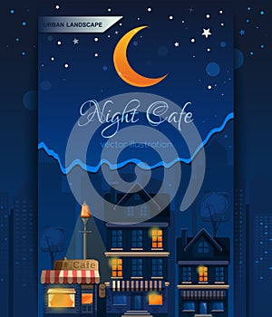 Night cafe in the night city. Night town