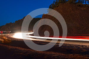 Night is a car on a mountain road