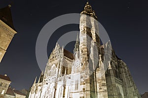 Night Cathedral of St. Elizabeth in Kosice, Slovakia.