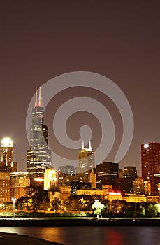 Night Chicago skyline