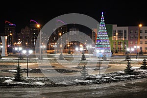 Night christmas city landscape