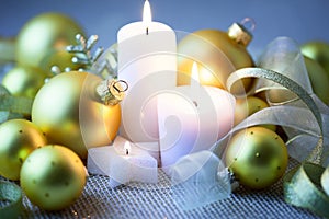 Night Christmas Decorations with candles - horizontal