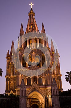 Night Church Lights Parroquia Church Mexico