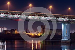 Night city bridge lighting