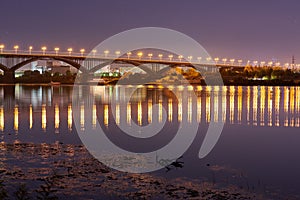 Night city bridge lighting