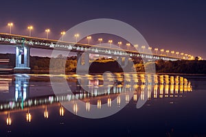 Night city bridge lighting