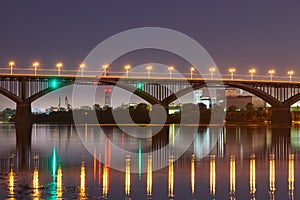 Night city bridge lighting