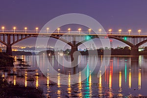 Night city bridge lighting