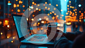 Night city cafe coding