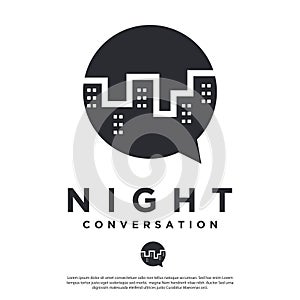 Night city conversation, vector logo