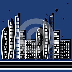 night city - graphics. Megalopolis, modern architecture. Design elements