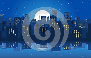 Night city panorama vector