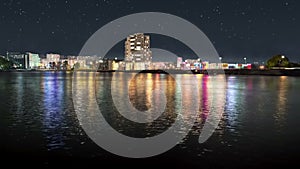 Night city quay seamless loop