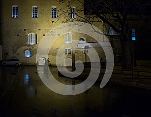 Night. The city square of Valletta. Malta.