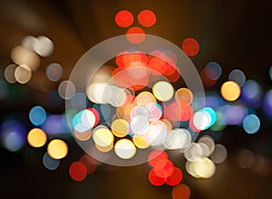 Night city street lights colorful bokeh background, darkness concept