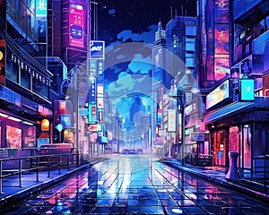 In the night, the city of tokyo has a style of animation that is similar to the one used in the TV show \