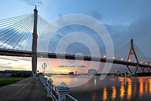 Night cityscape bridge of bangkok city