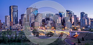 Night cityscape of Calgary, Canada