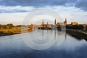 Night Cityscape of Dresden old city at sunset
