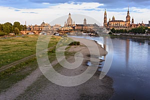 Night Cityscape of Dresden old city at sunset