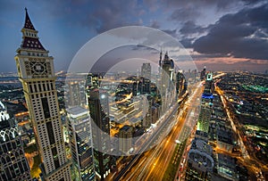 Night cityscape of Dubai, United Arab Emirates