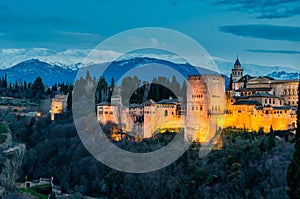 Night cityscape of Granada, Spain