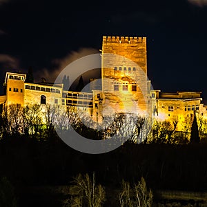 Night cityscape of Granada, Spain