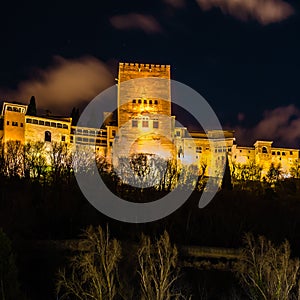 Night cityscape of Granada, Spain